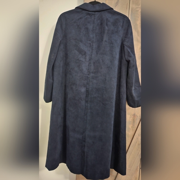 DEL MOD Al Cantara Vintage Navy Faux suede Long trench/dress coat.Size S/M - Picture 10 of 13